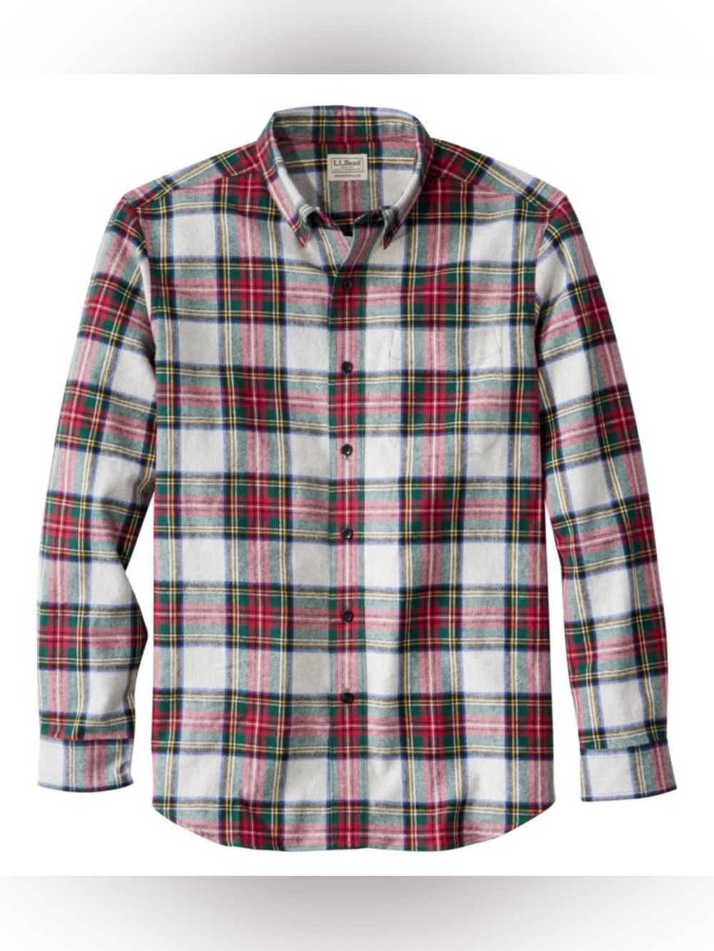 Classic L.L. Bean Men's XL Lt Gray Stewart Scotch Plaid Flannel Traditional Fit